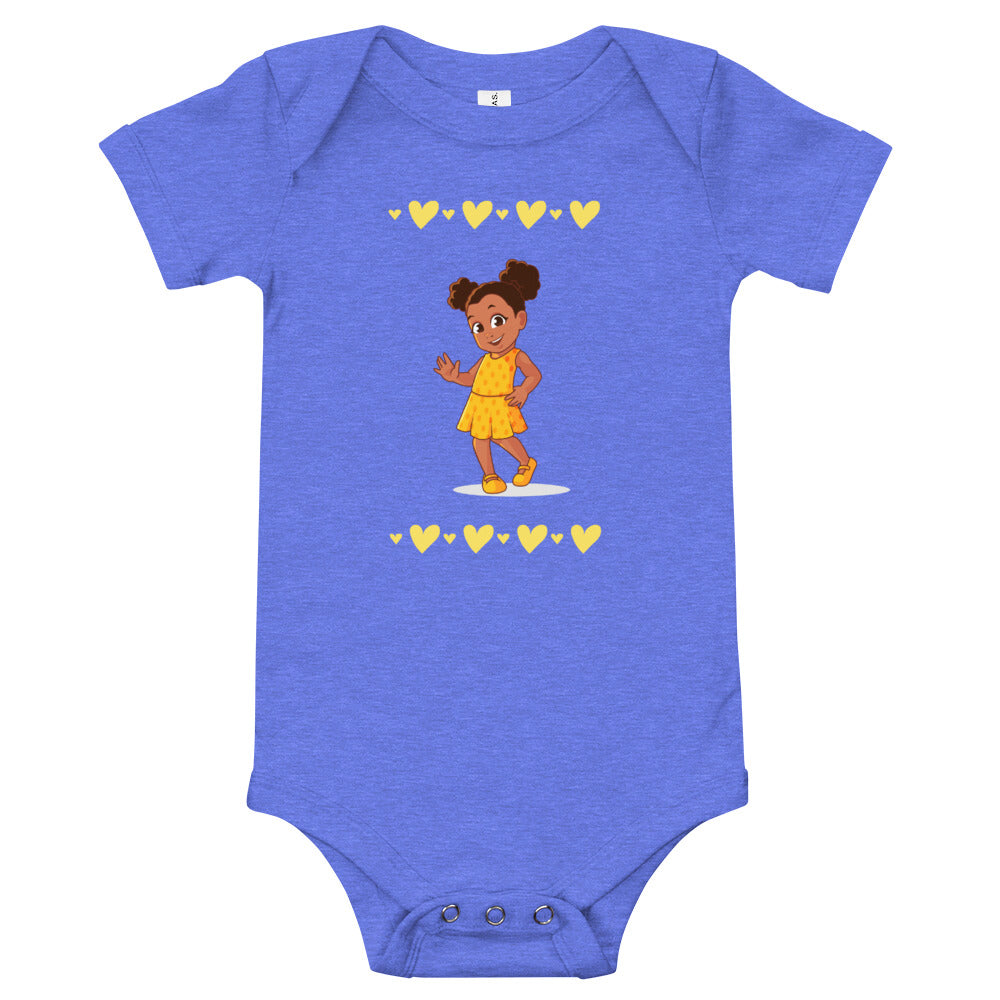 Girls' Yellow Hearts Short-Sleeve Bodysuit