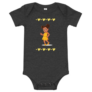 Girls' Yellow Hearts Short-Sleeve Bodysuit