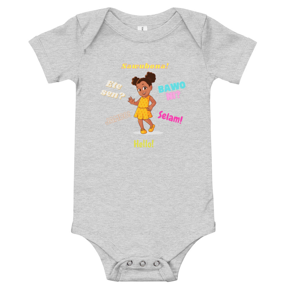 Girls' Greetings in African Languages Short-Sleeve Bodysuit