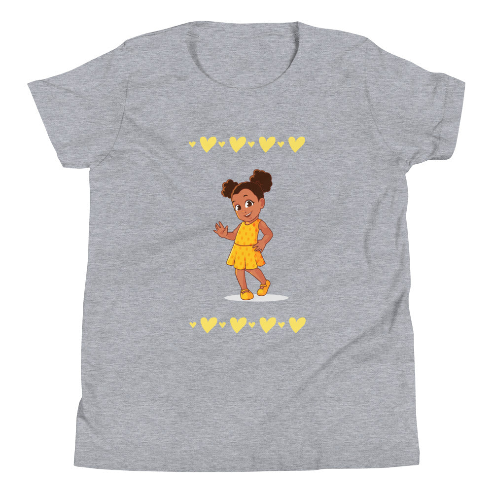 Girls' Youth Yellow Hearts Short Sleeve T-Shirt