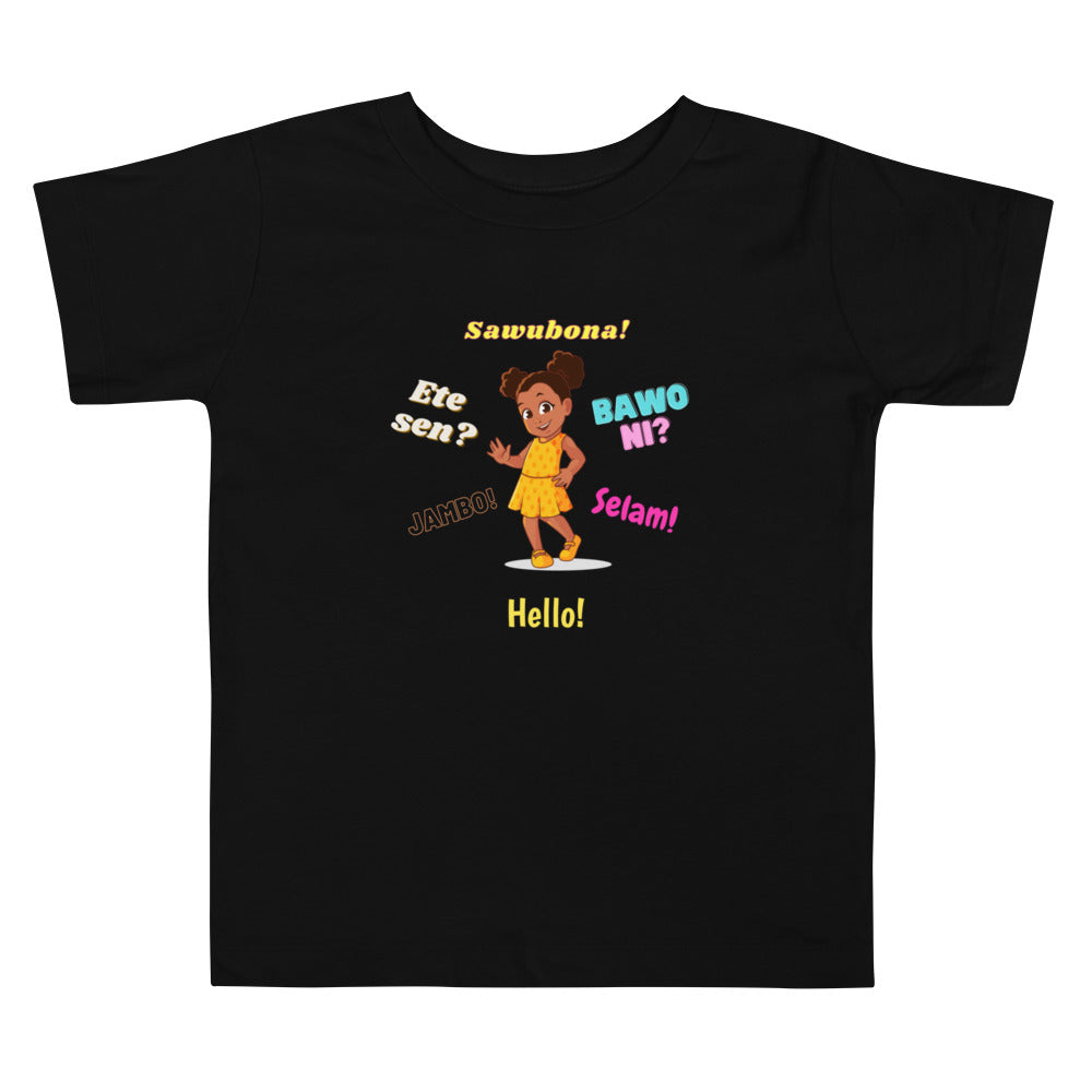 Girls' Toddler Greetings in African Languages T-Shirt