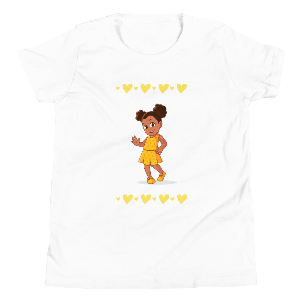 Girls' Youth Yellow Hearts Short Sleeve T-Shirt