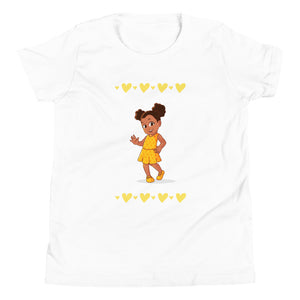 Girls' Youth Yellow Hearts Short Sleeve T-Shirt