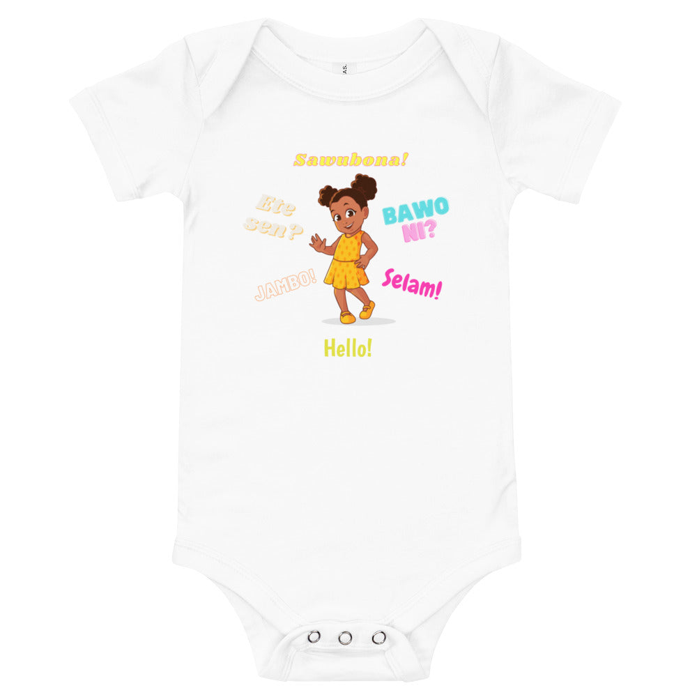 Girls' Greetings in African Languages Short-Sleeve Bodysuit