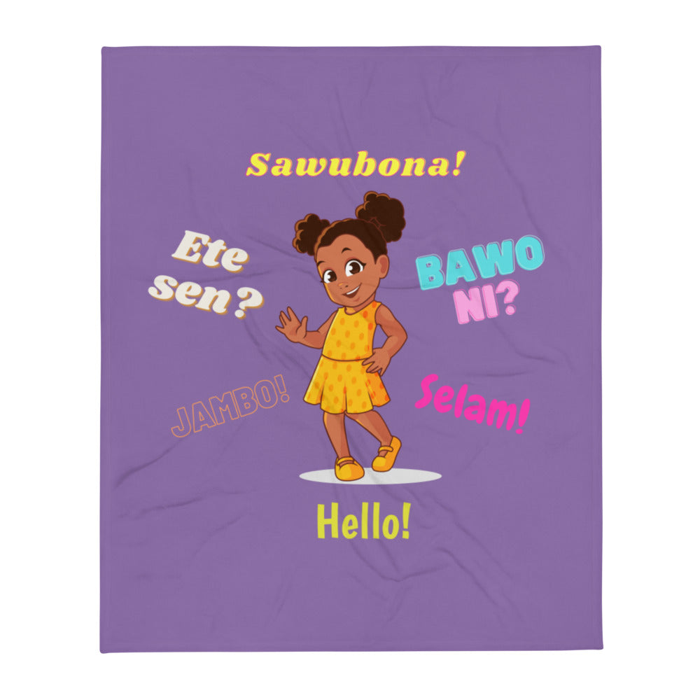 Girls' Greetings in African Languages Throw Blanket