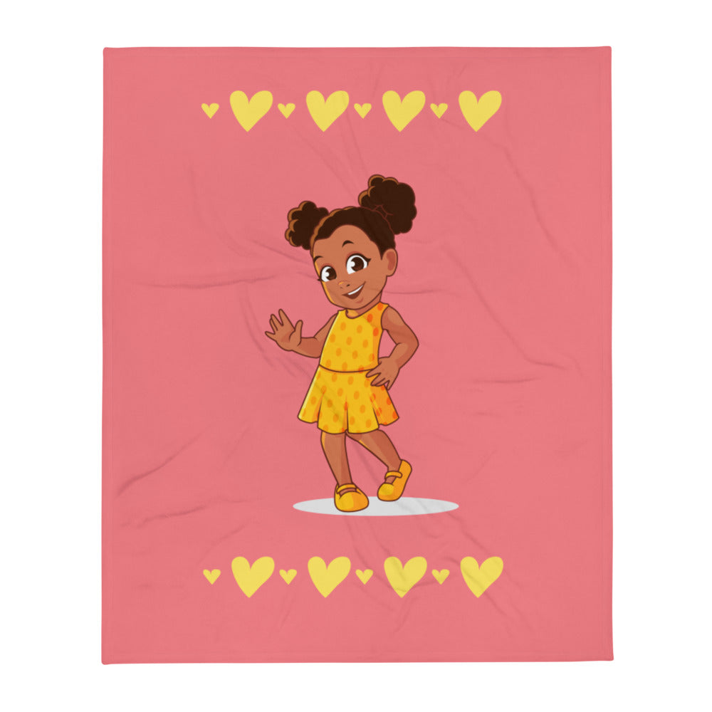 Girls' Yellow Hearts Throw Blanket