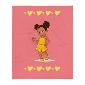 Girls' Yellow Hearts Throw Blanket