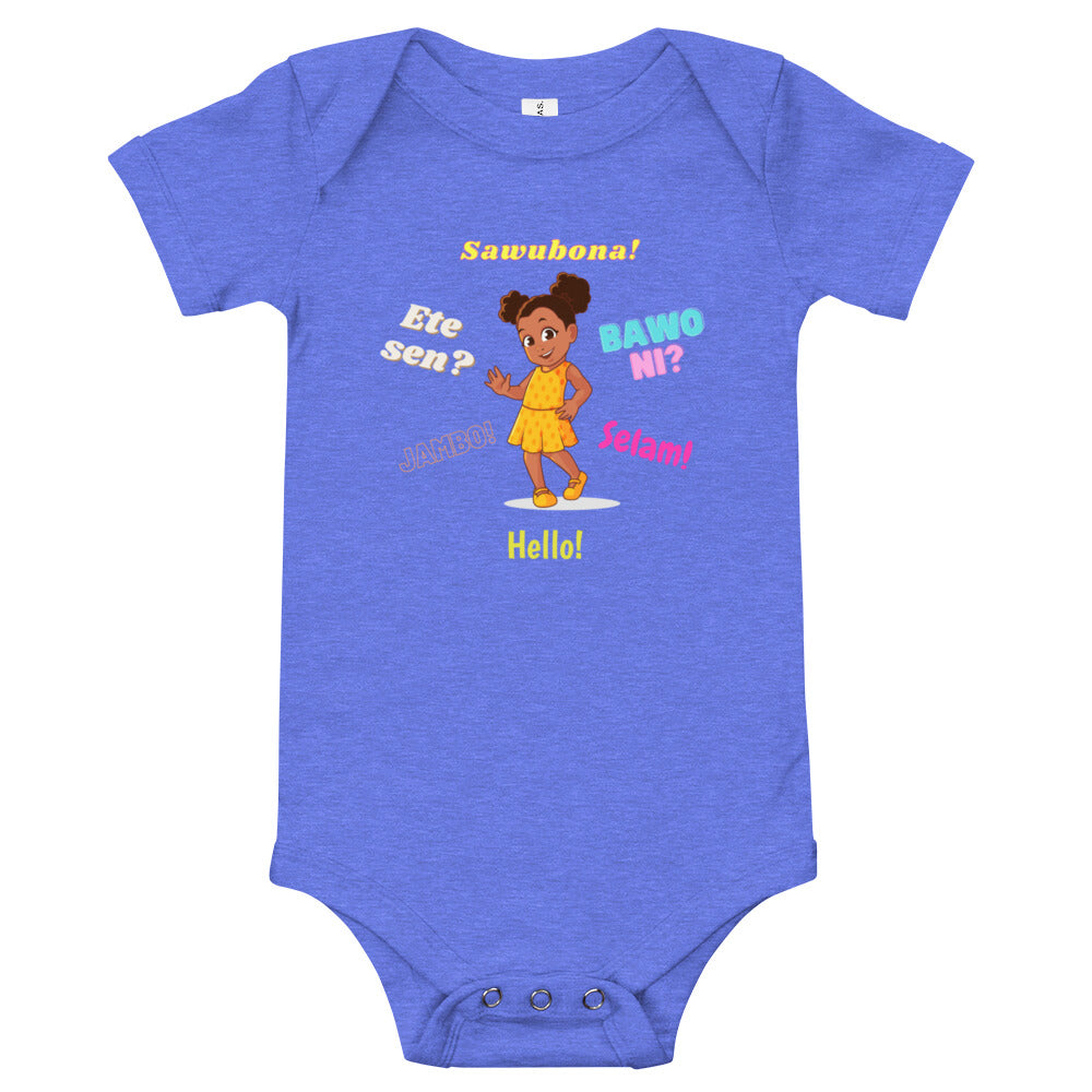 Girls' Greetings in African Languages Short-Sleeve Bodysuit