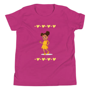 Girls' Youth Yellow Hearts Short Sleeve T-Shirt